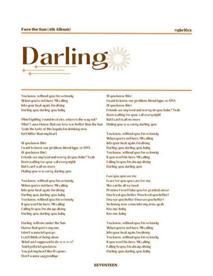 And i say darling lyrics